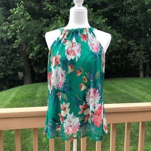 Loveappella Green Floral Halter Top